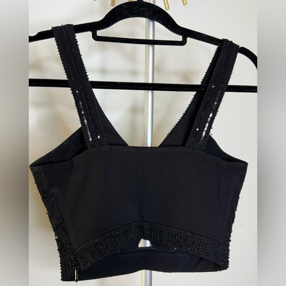Bebe black Sequin evening occasion date night waist halter tank zip side XS EUC - Picture 4 of 9